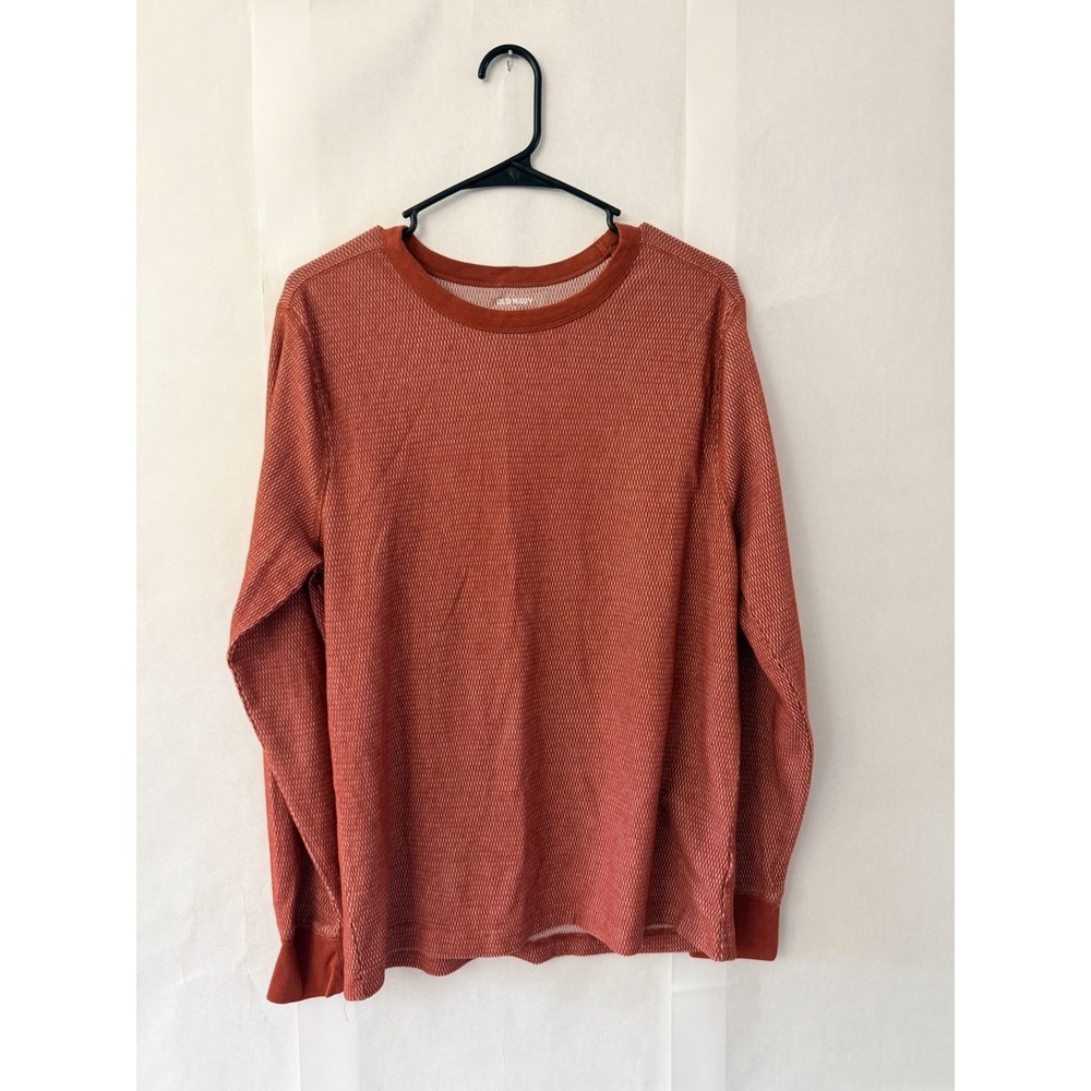 Old Navy Crew-neck Rust- Orange Thermal Knit Shirt Men's  Size Medium